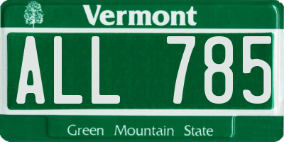VT license plate ALL785
