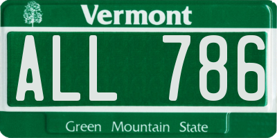 VT license plate ALL786