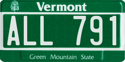 VT license plate ALL791