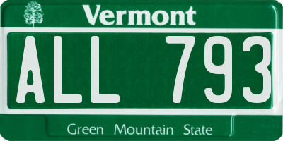VT license plate ALL793