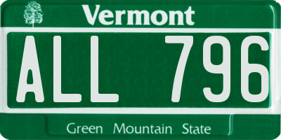VT license plate ALL796