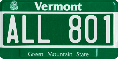 VT license plate ALL801