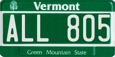 VT license plate ALL805