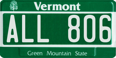 VT license plate ALL806