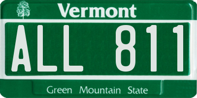 VT license plate ALL811