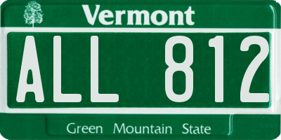 VT license plate ALL812