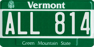 VT license plate ALL814