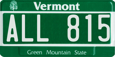 VT license plate ALL815
