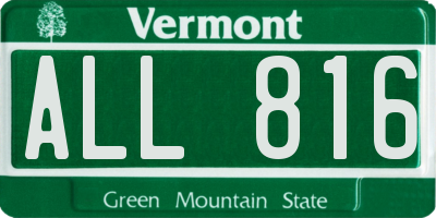 VT license plate ALL816
