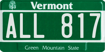 VT license plate ALL817
