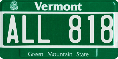 VT license plate ALL818