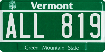 VT license plate ALL819