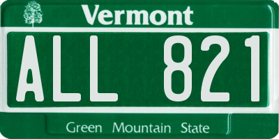 VT license plate ALL821