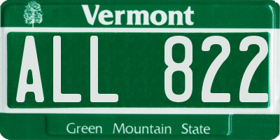 VT license plate ALL822