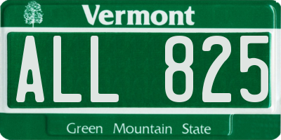 VT license plate ALL825