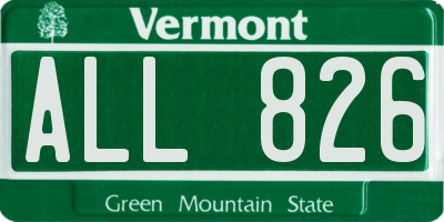 VT license plate ALL826