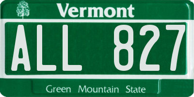 VT license plate ALL827
