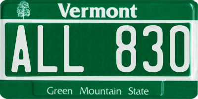 VT license plate ALL830