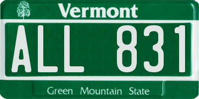 VT license plate ALL831