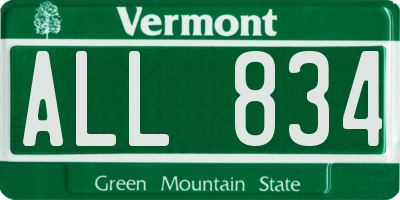 VT license plate ALL834