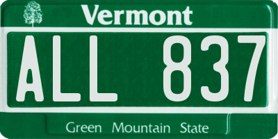 VT license plate ALL837