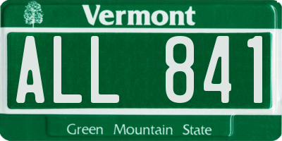 VT license plate ALL841