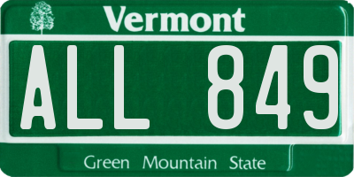 VT license plate ALL849