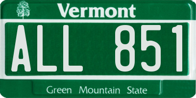 VT license plate ALL851