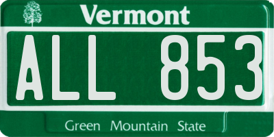 VT license plate ALL853