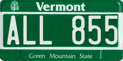 VT license plate ALL855