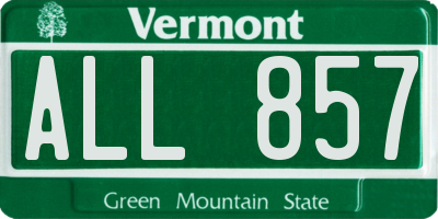 VT license plate ALL857