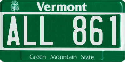 VT license plate ALL861