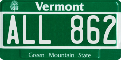 VT license plate ALL862