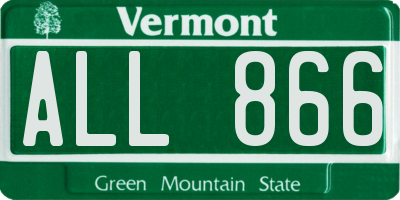 VT license plate ALL866