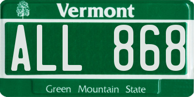 VT license plate ALL868