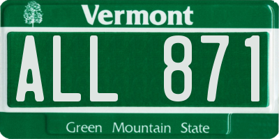 VT license plate ALL871