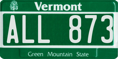 VT license plate ALL873