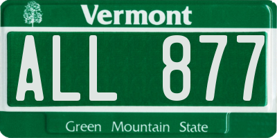 VT license plate ALL877