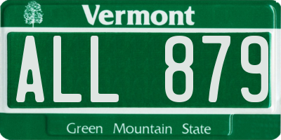 VT license plate ALL879