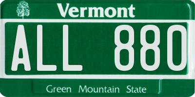 VT license plate ALL880