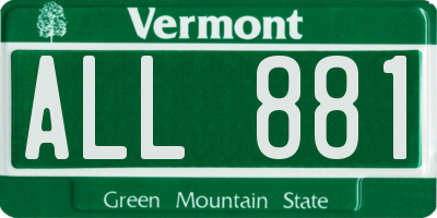 VT license plate ALL881