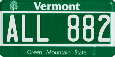 VT license plate ALL882