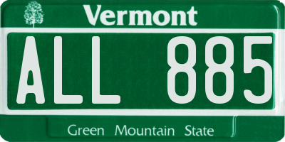 VT license plate ALL885