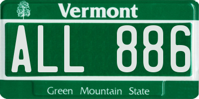 VT license plate ALL886