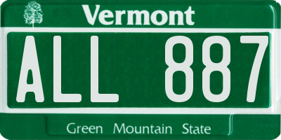 VT license plate ALL887