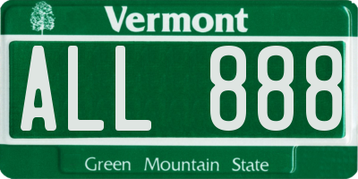 VT license plate ALL888