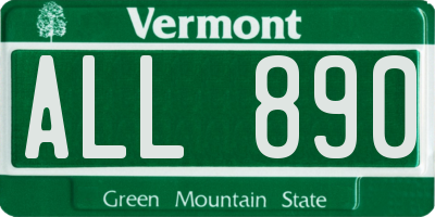 VT license plate ALL890