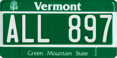 VT license plate ALL897