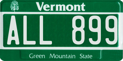 VT license plate ALL899