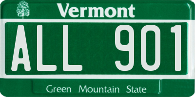 VT license plate ALL901